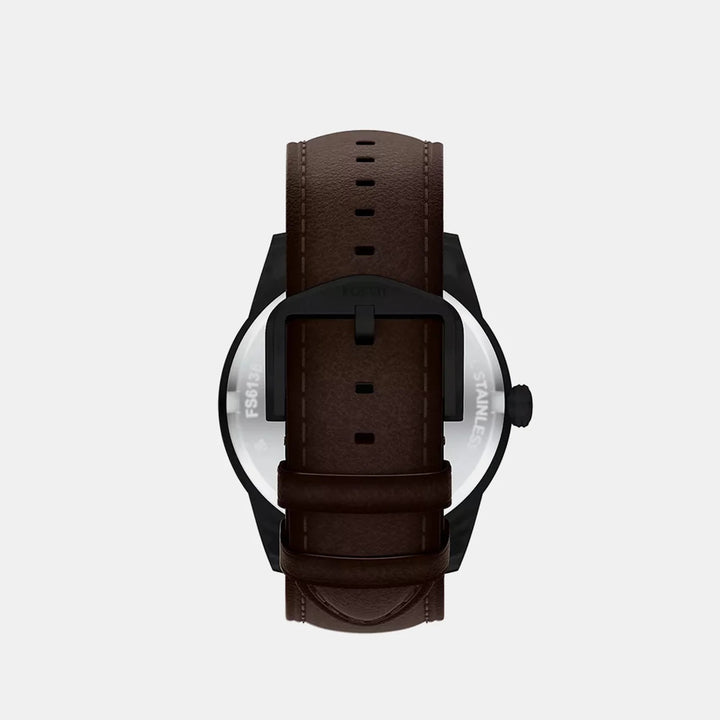 Fossil Pearson FS6137 Rectangular Black Dial Leather Strap Men&