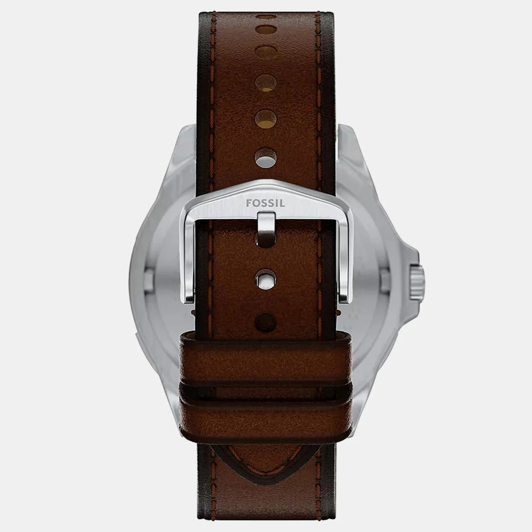 Fossil The Garrett FS6147 Silver Dial Black Leather Men&