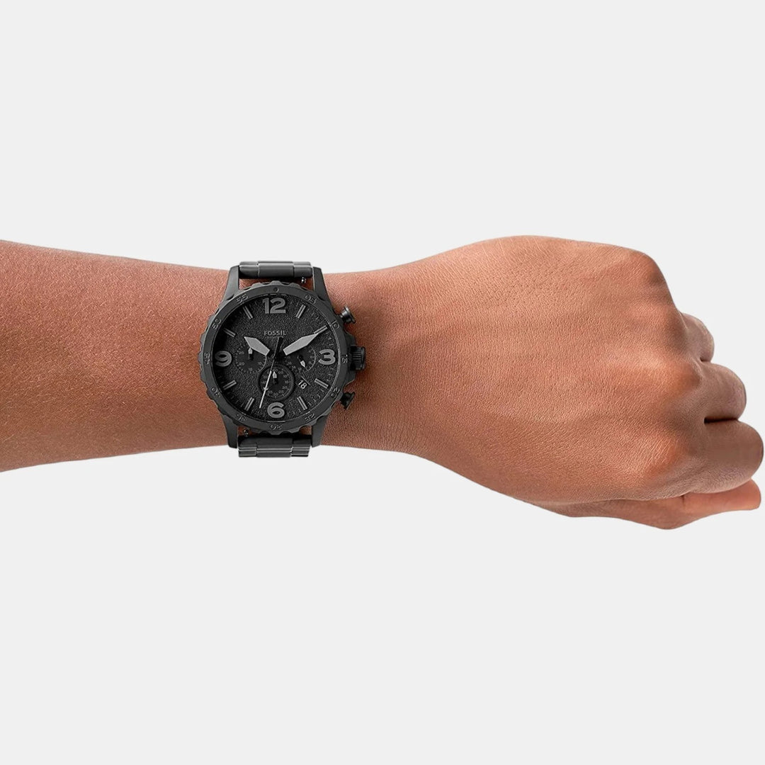 Fossil Nate JR1401 Chronograph Black Dial Stainless Steel Men&
