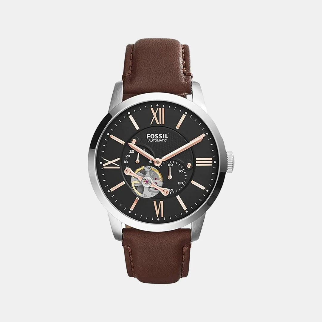 Fossil Townsman ME3061 Automatic Skeleton Dial Black Leather Men&