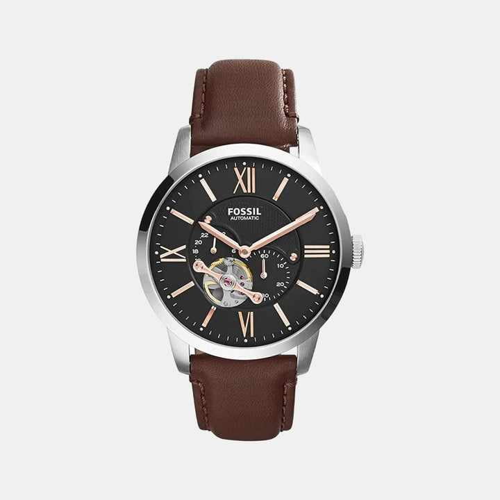 Fossil Townsman ME3061 Automatic Skeleton Dial Black Leather Men&