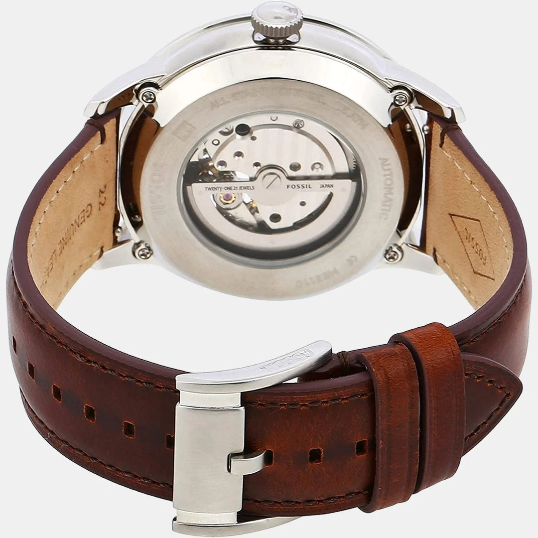Fossil Grant ME3110 Automatic Skeleton Dial Blue Leather Men&