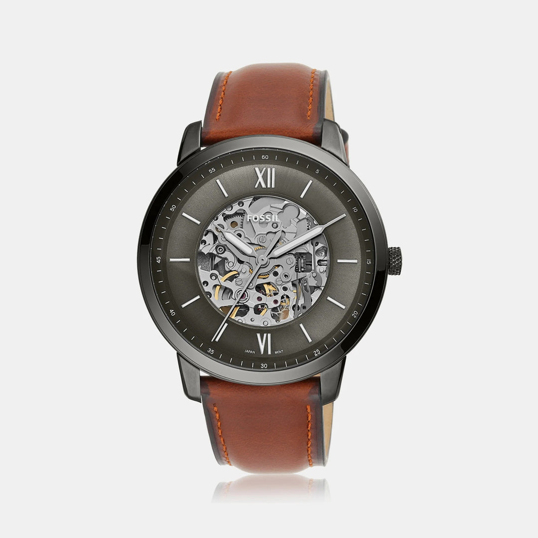 Fossil Neutra ME3161 Automatic Skeleton Dial Blue Leather Men&
