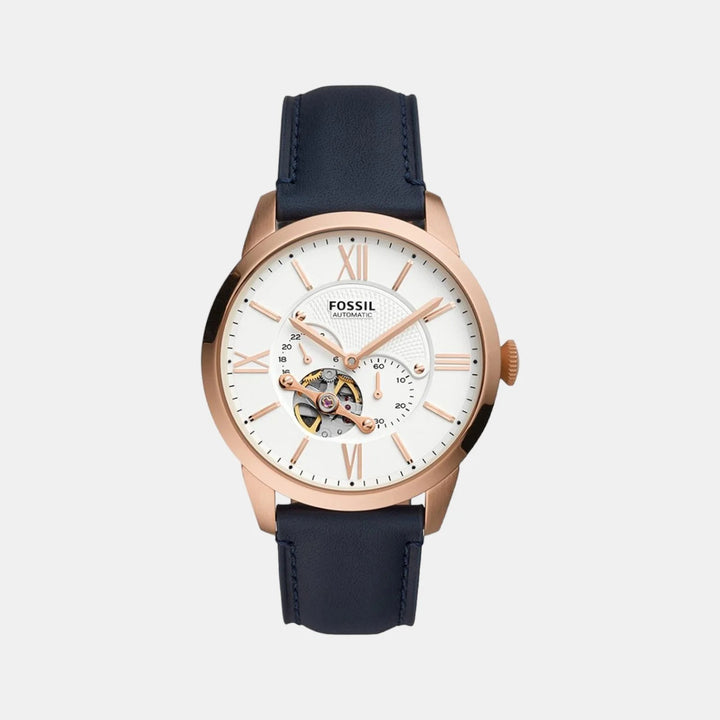 Fossil Automatic ME3171 Black Skeleton Dial Black Leather Men&