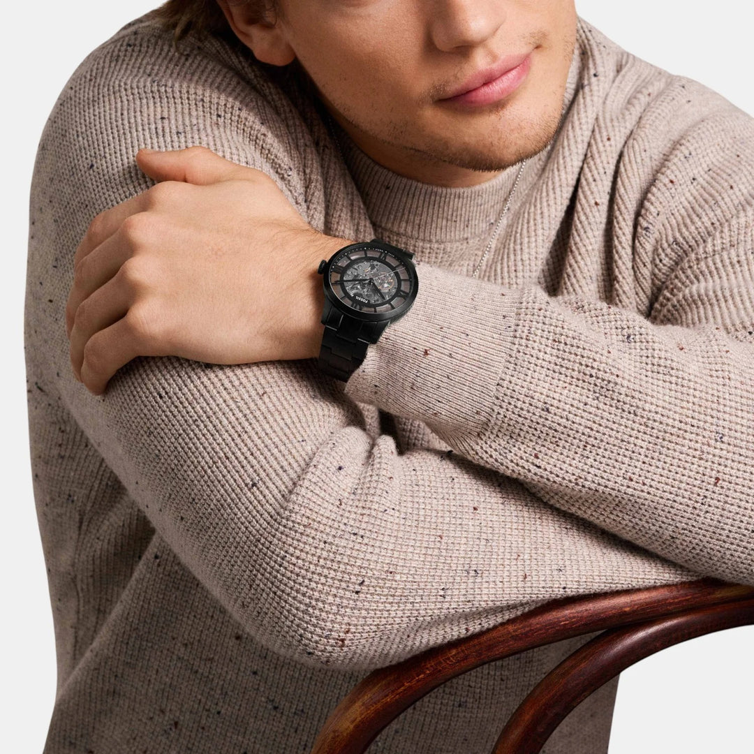 Fossil Townsman Automatic ME3269 Blue Dial Brown Leather Men&