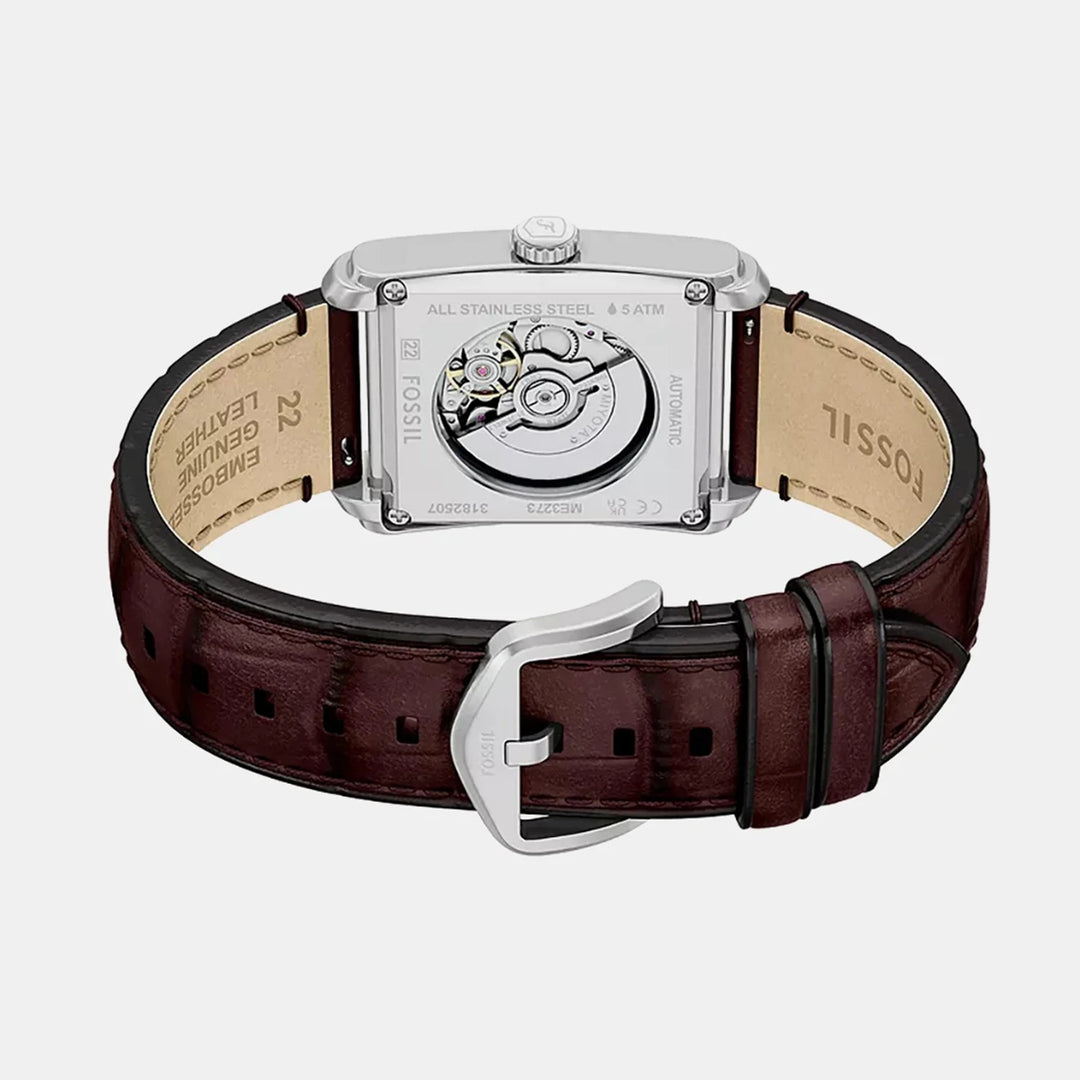 Fossil Carraway Automatic ME3273 Black Dial Black Leather Men&