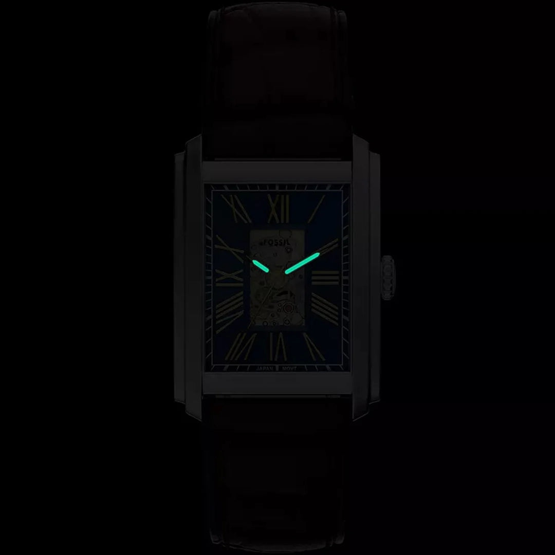 Fossil Carraway Automatic ME3273 Black Dial Black Leather Men&