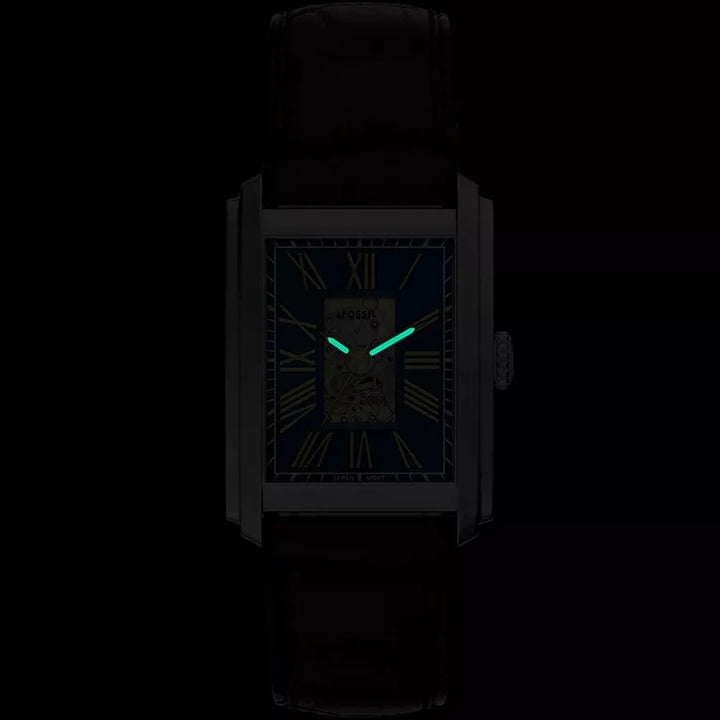 Fossil Carraway Automatic ME3273 Black Dial Black Leather Men&