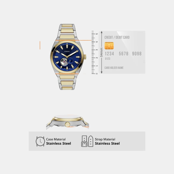 Fossil Sport Tourer Automatic ME3275 Blue Dial Silver Stainless Steel Men&