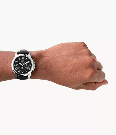 Fossil Grant FS4812 Black Dial Silver-Tone Chronograph Men&