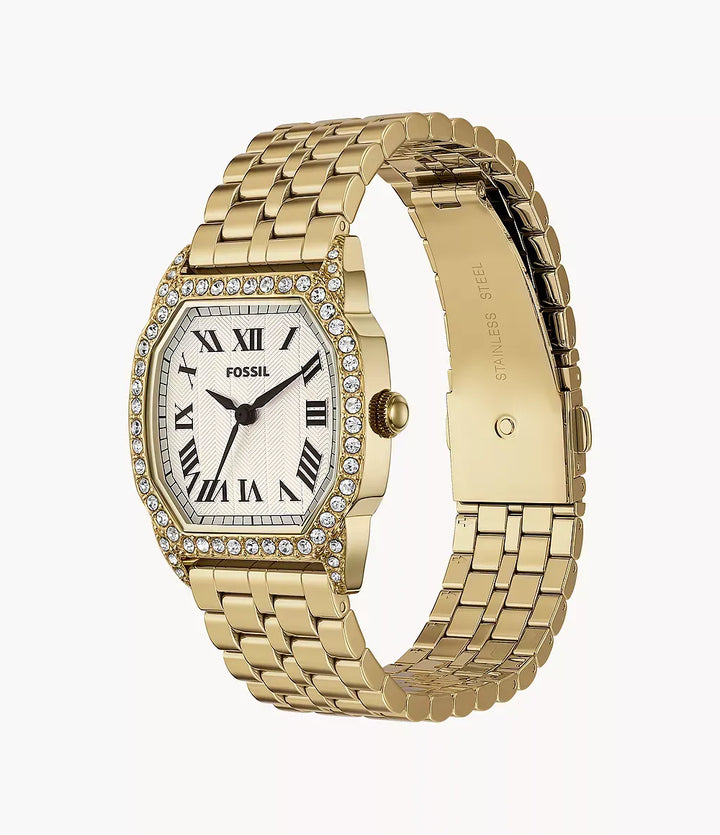 Fossil Harlow Women Watch ES5489 – Silver Dial Gold-Tone Octagonal