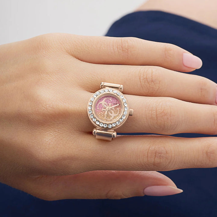 Guess Anna Ring Watch 18mm Pink Dial Rose Gold Small Women&