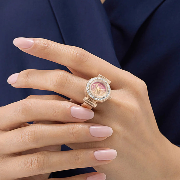 Guess Anna Ring Watch 18mm Pink Dial Rose Gold Small Women&