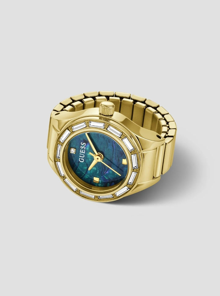 Guess Ring Watch 18mm Green Marble Dial Gold-Tone Small Women&
