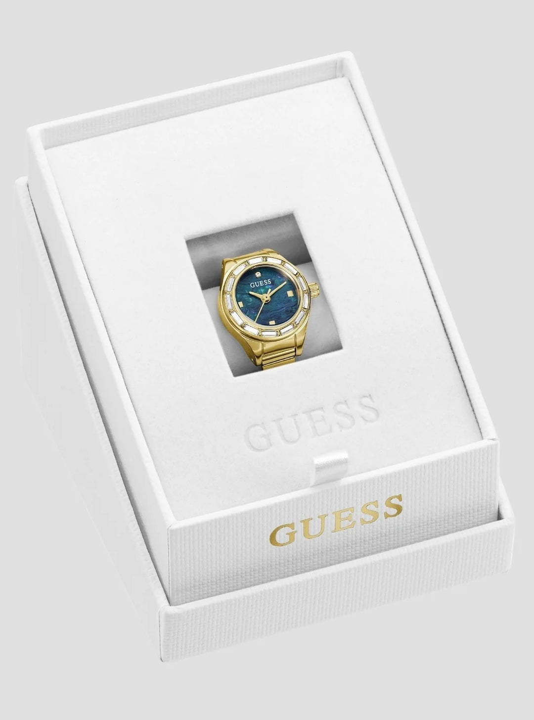 Guess Ring Watch 18mm Green Marble Dial Gold-Tone Small Women&