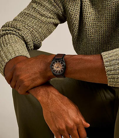 Fossil Everett Automatic ME3207 Skeleton Dial Two-Tone Men&