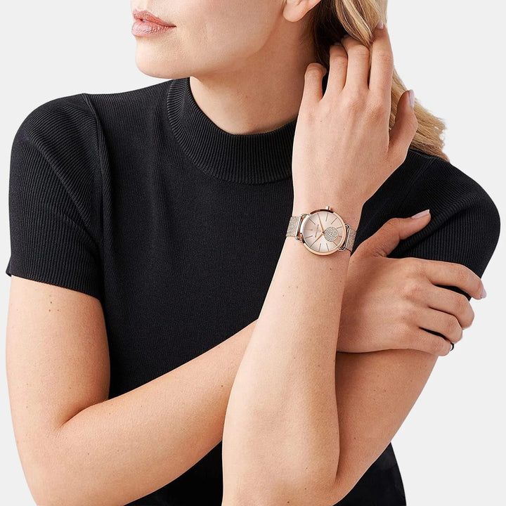 Michael Kors Portia MK3845 Gold-Tone Pavé Heart Dial Women&