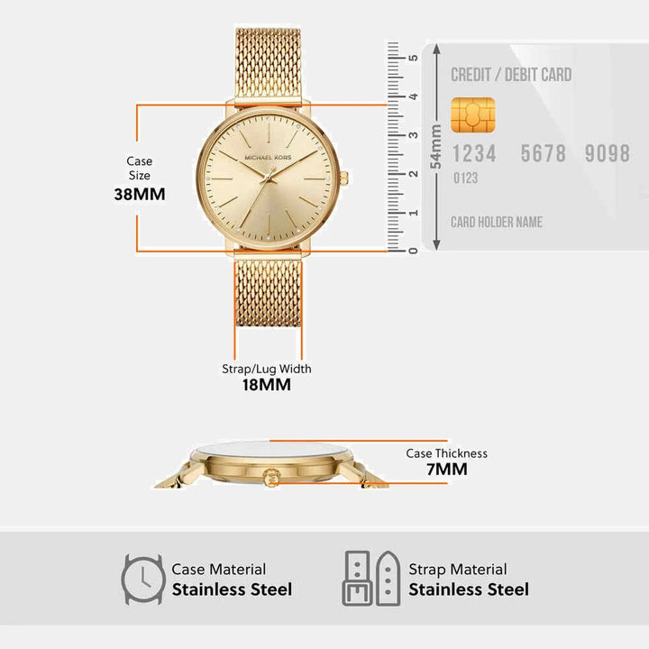 Michael Kors Pyper MK4339 Gold-Tone Logo Dial Women&