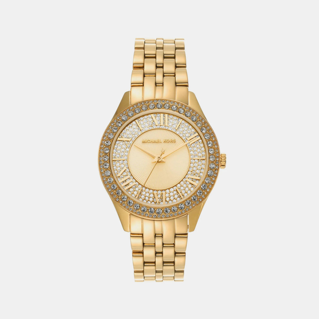 Michael Kors Harlowe MK4709 Rectangular Silver-Tone Pavé Women&