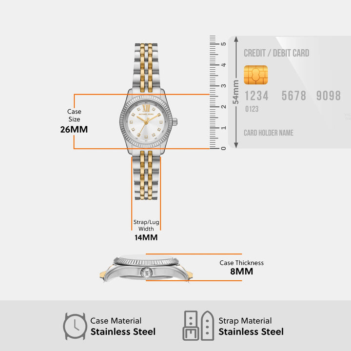 Michael Kors Lexington MK4740 Pavé Silver-Tone Stainless Steel Women&