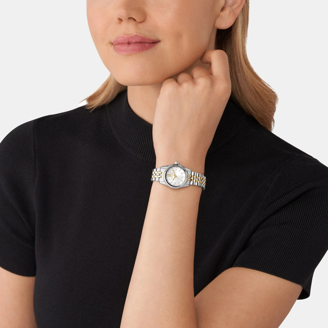 Michael Kors Lexington MK4740 Pavé Silver-Tone Stainless Steel Women&