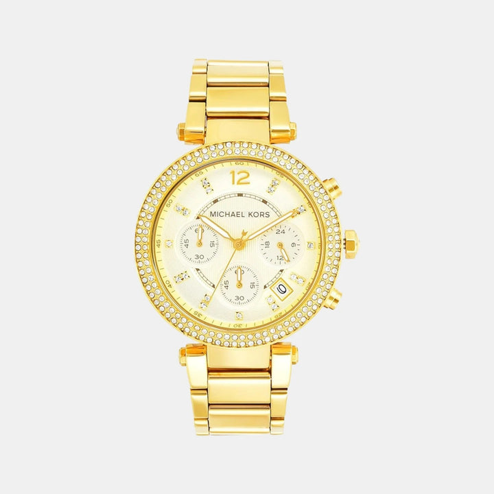 Michael Kors Parker MK5354 Gold-Tone Pavé Chronograph Women&