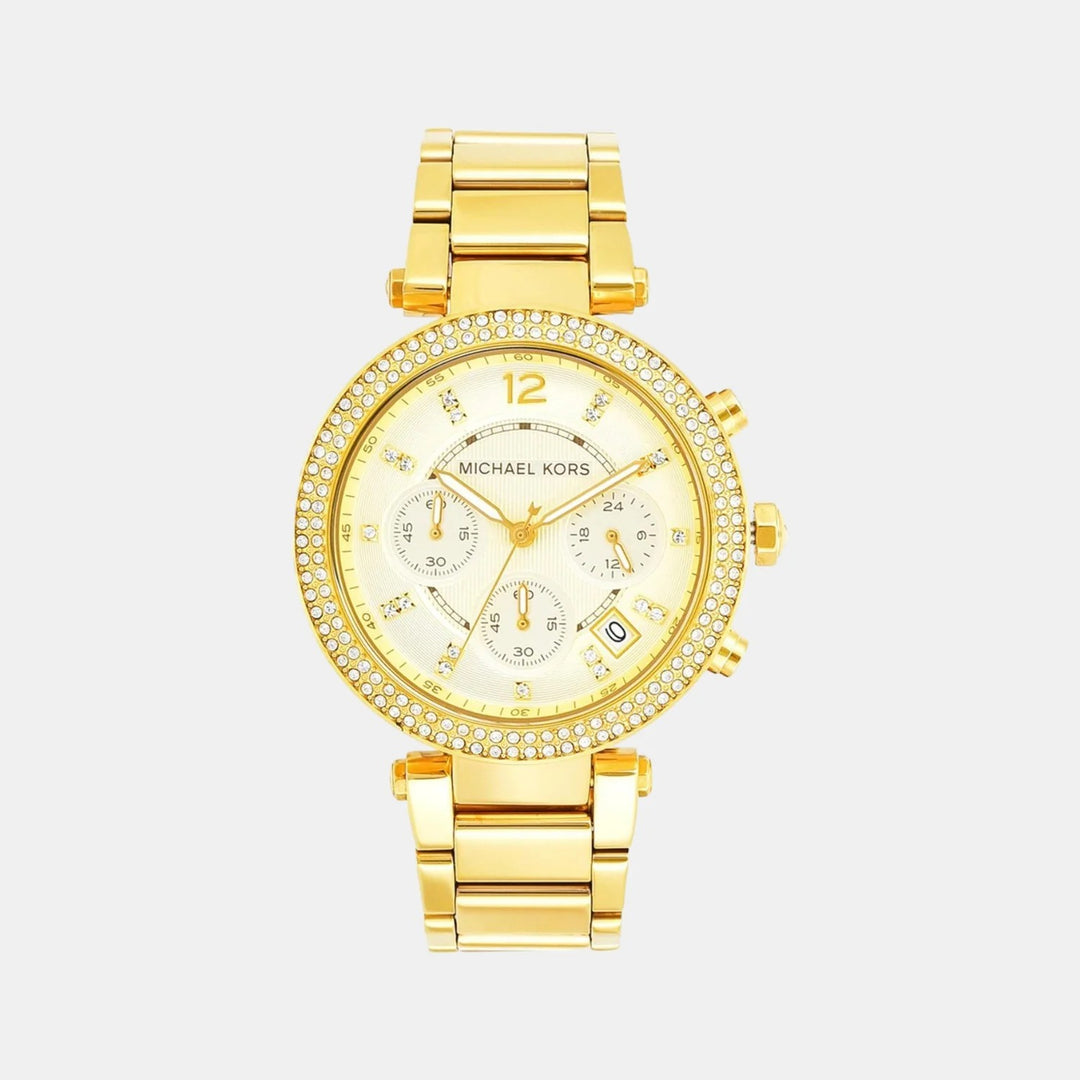 Michael Kors Parker MK5354 Gold-Tone Pavé Chronograph Women&