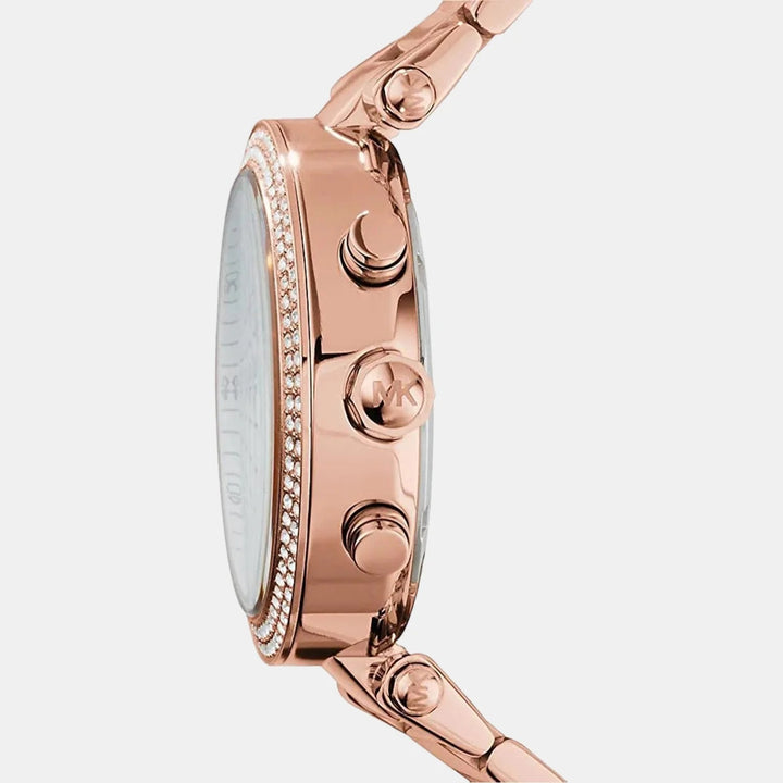 Michael Kors Parker MK5491 Rose Gold-Tone Pavé Chronograph Women&