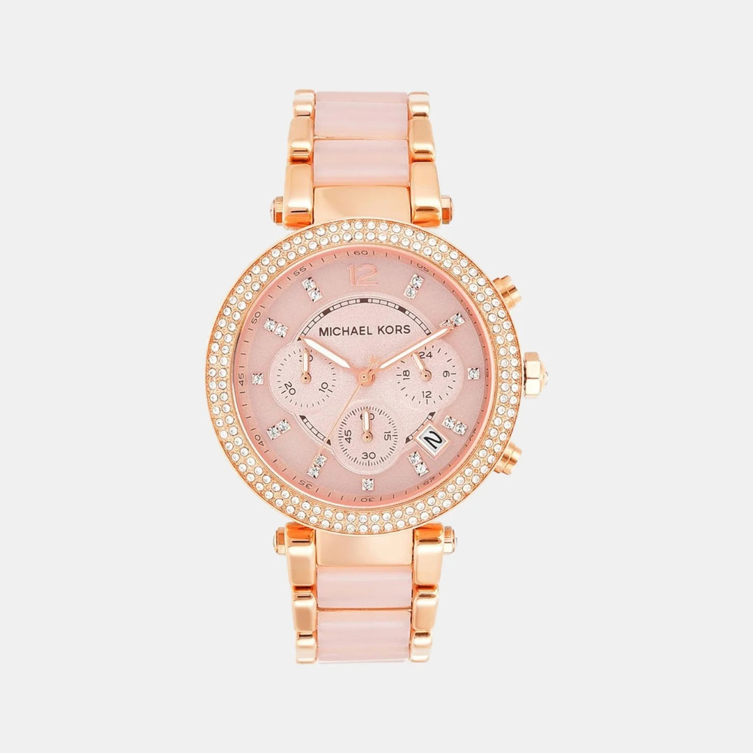 Michael Kors Parker MK5896 Rose Gold-Tone Acetate Pavé Women&