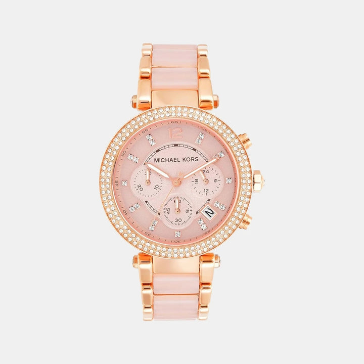 Michael Kors Parker MK5896 Rose Gold-Tone Acetate Pavé Women&
