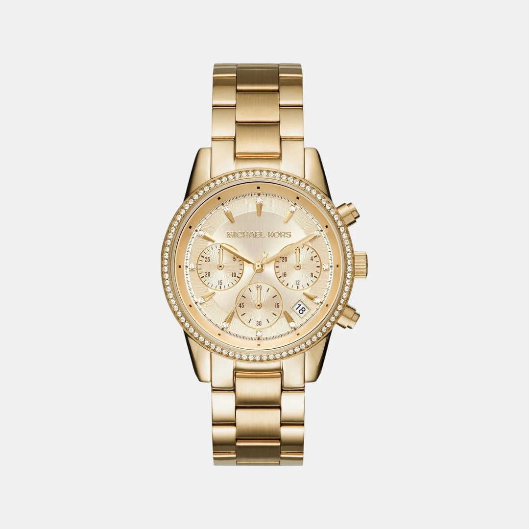 Michael Kors Bryant MK6356 Gold-Tone Pavé Chronograph Women&