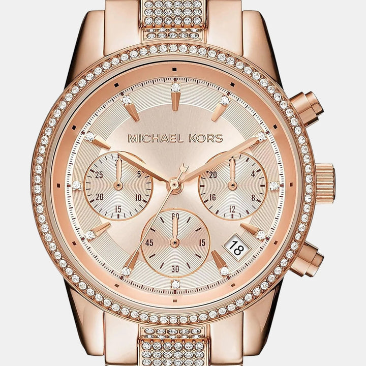 Michael Kors Bryant MK6485 Rose Gold-Tone Pavé Acetate Women&
