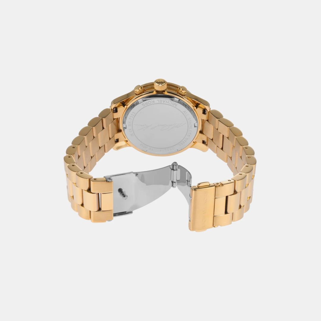 Michael Kors Runway MK7323 Gold-Tone Pavé Chronograph Women&