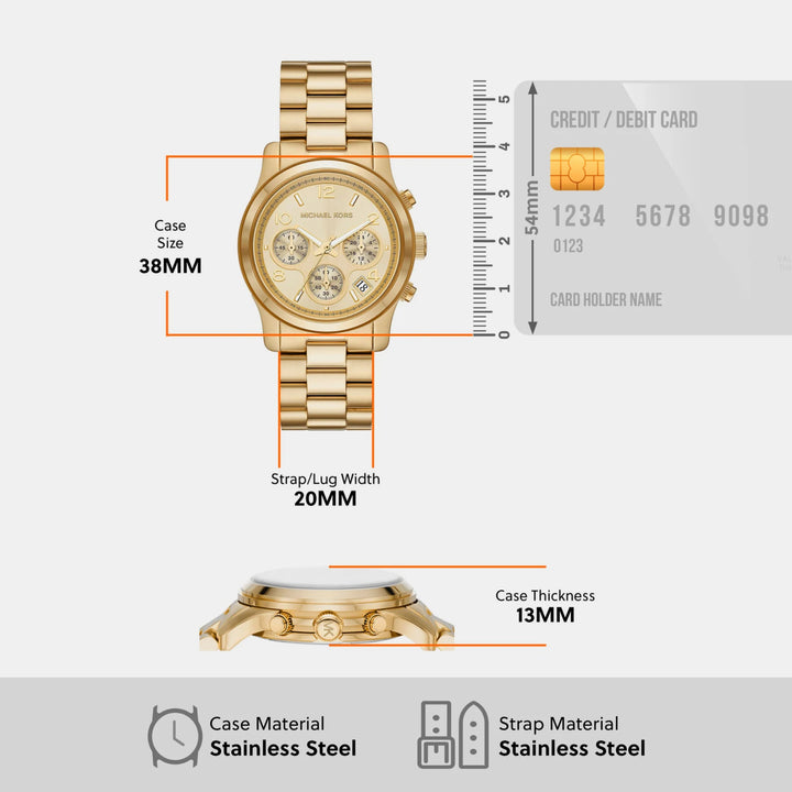 Michael Kors Runway MK7323 Gold-Tone Pavé Chronograph Women&