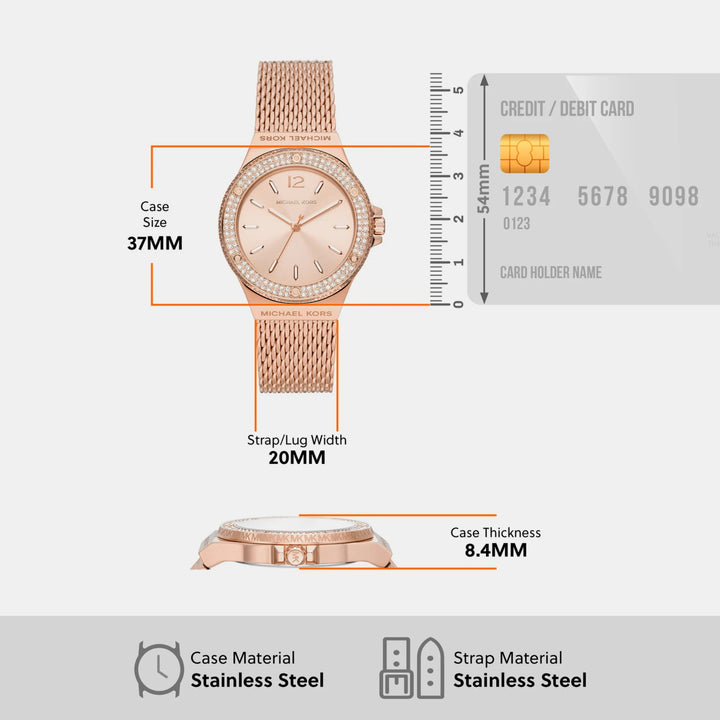 Michael Kors Lennox MK7336 Rose Gold-Tone Acetate Pavé Women&