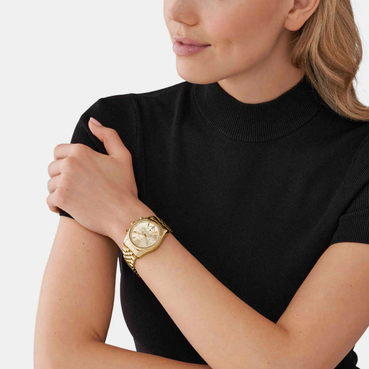 Michael Kors Oversized Lexington MK7378 Gold-Tone Stainless Steel Women&