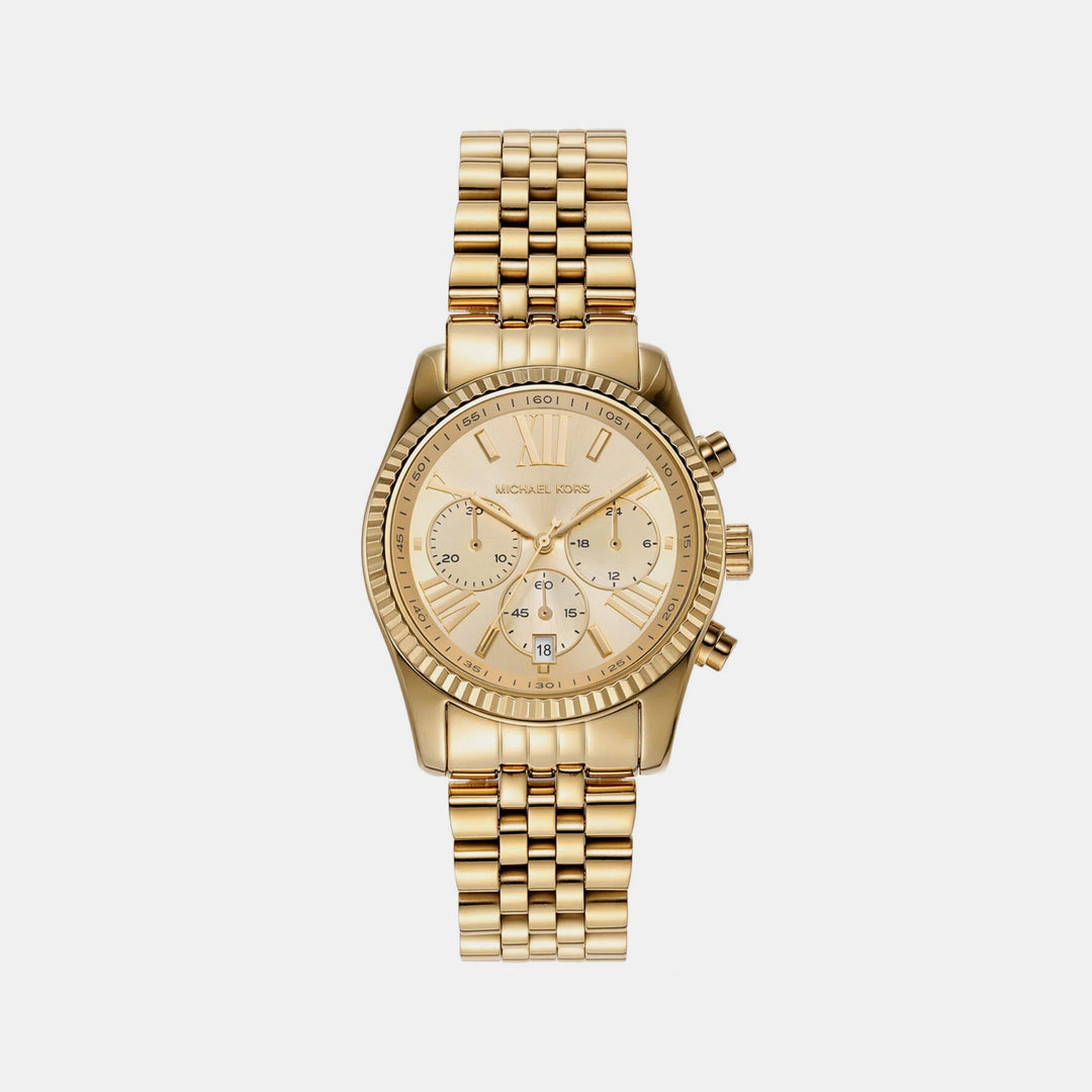 Michael Kors Oversized Lexington MK7378 Gold-Tone Stainless Steel Women&