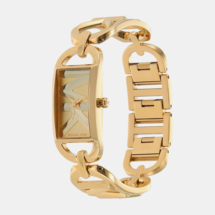 Michael Kors Lennox MK7406 Pavé Logo Gold-Tone Women&