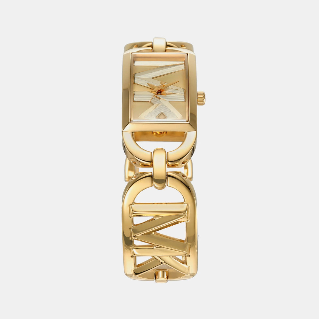 Michael Kors Lennox MK7406 Pavé Logo Gold-Tone Women&
