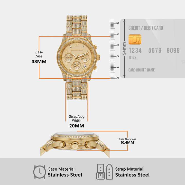 Michael Kors Sage MK7435 Gold-Tone Pavé Stainless Steel Women&