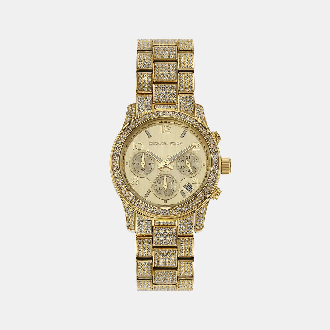 Michael Kors Sage MK7435 Gold-Tone Pavé Stainless Steel Women&