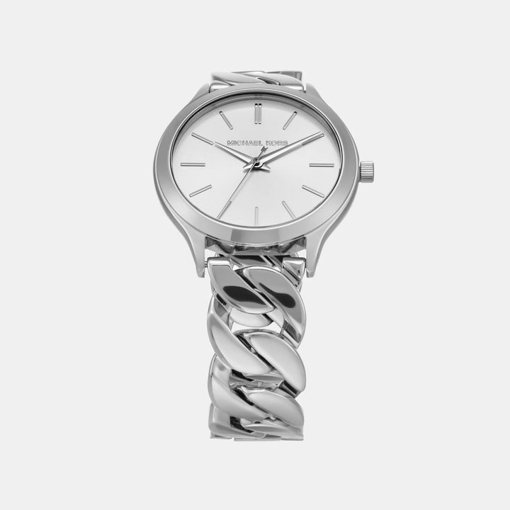 Michael Kors Slim Runway MK7474 Rose Gold-Tone Logo Dial Women&