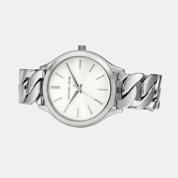 Michael Kors Slim Runway MK7474 Rose Gold-Tone Logo Dial Women&
