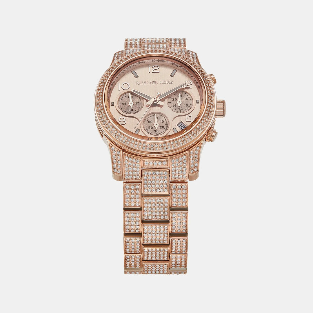 Michael Kors Runway MK7481 Silver-Tone Pavé Center Dial Women&