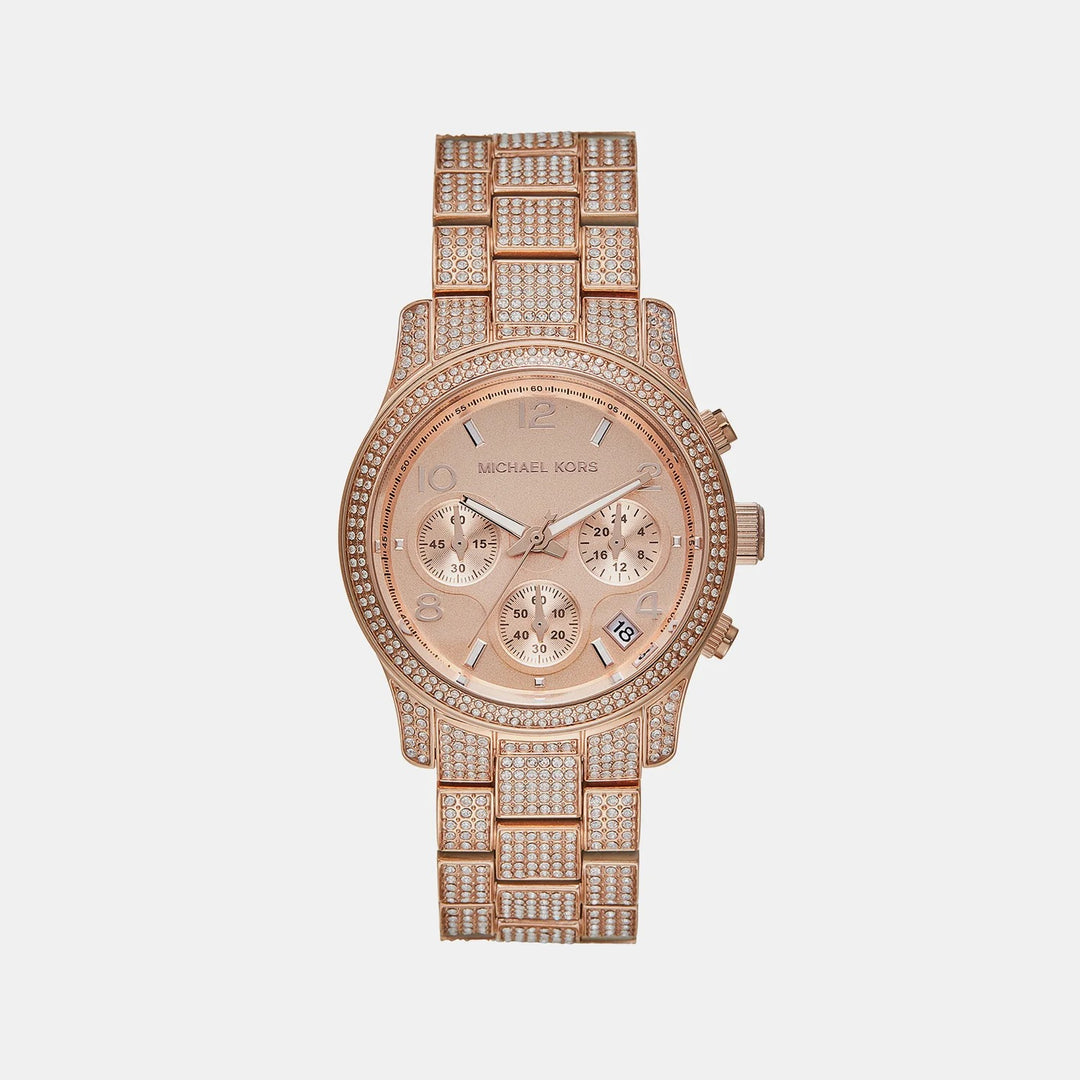 Michael Kors Runway MK7481 Silver-Tone Pavé Center Dial Women&