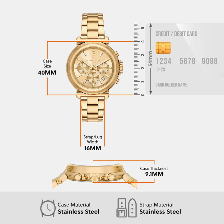 Michael Kors Maren MK7493 Gold-Tone Logo Pavé Women&