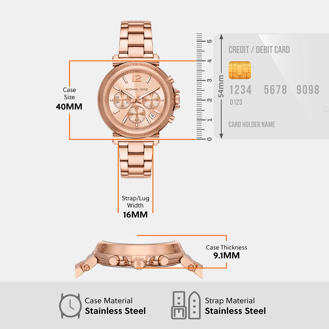 Michael Kors Maren MK7494 Rose Gold-Tone Logo Pavé Women&