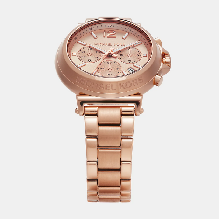 Michael Kors Maren MK7494 Rose Gold-Tone Logo Pavé Women&