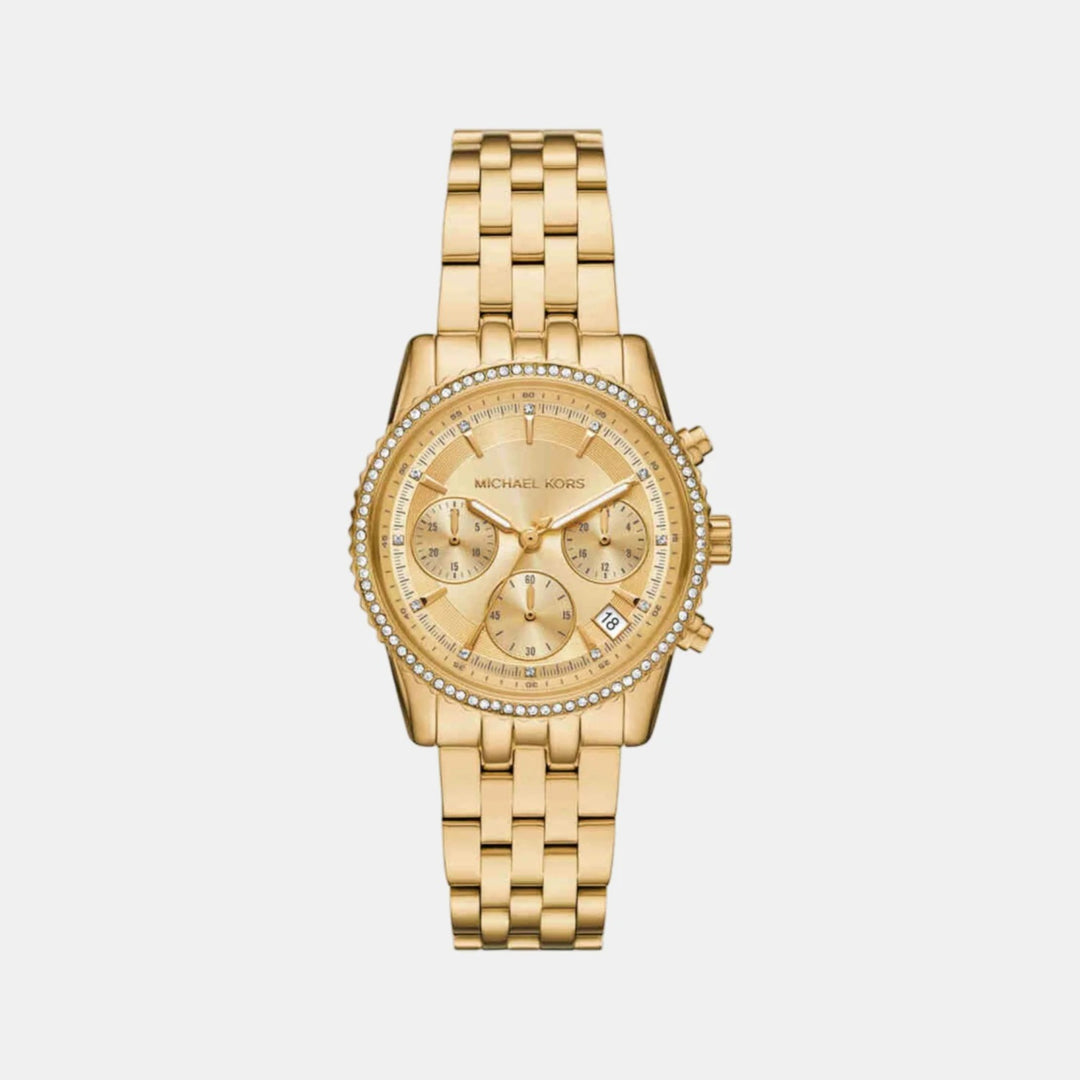 Michael Kors Runway MK7530 Silver-Tone Baguette Bezel Women&