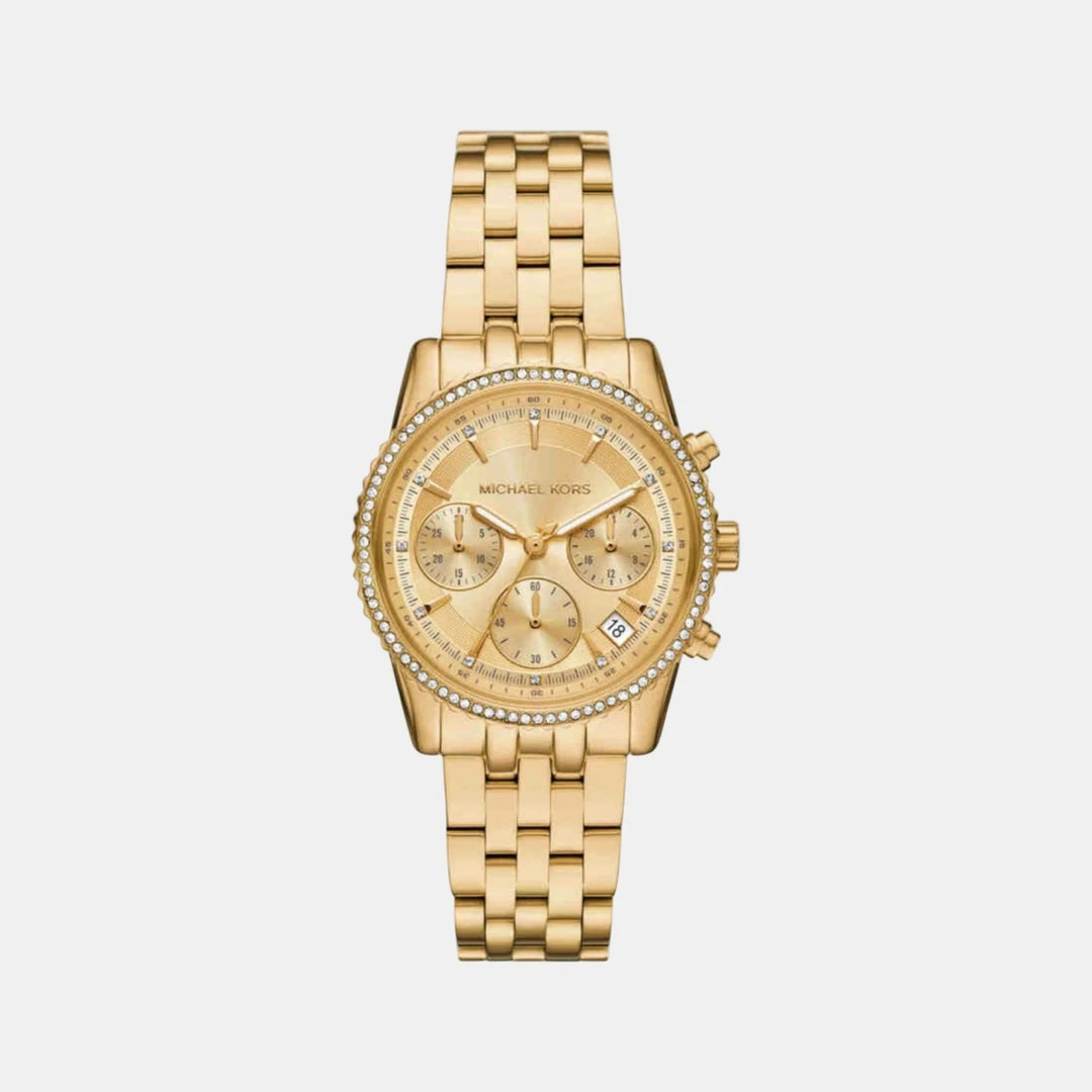 Michael Kors Runway MK7530 Silver-Tone Baguette Bezel Women&